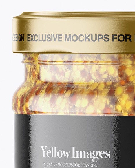 Download Clear Glass Bottle With Mustard Sauce Mockup ...