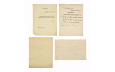 Set of four aerograms manuscripts...