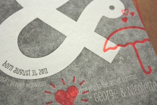 Design Work Life » Print In Cursive: Twin Birth Announcements #modern #design #graphic #letterpress #announcement