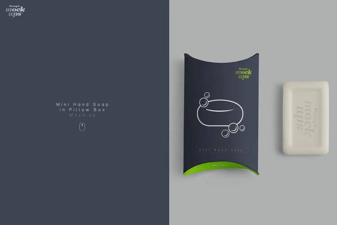 Mini Hand Soap in Pillow Box Mockup