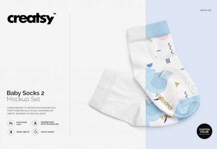 Editable Baby Socks Mockup PSD