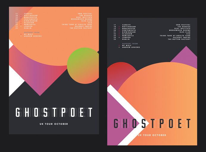 Ghostpoet tour posters from Studio Beuro #beuro #shape #studio #poster #gradient #colour #ghostpoet #tour