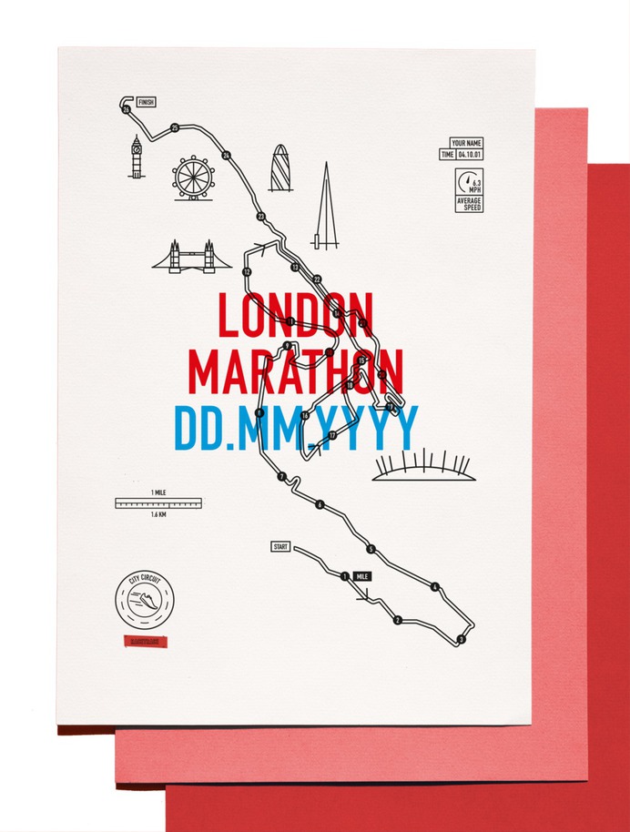 London Marathon Illustrated Map Print