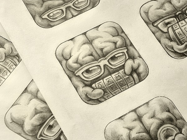 Cryptex App Icon Sketches #icon #ramotion #cryptex #design #brain #iphone #ios #pencil #sketch