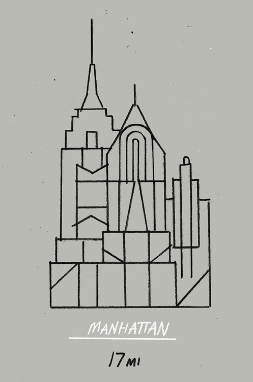 month day year:Manhattan 17mi #lines #city #manhattan #strokes #illustration #buildings