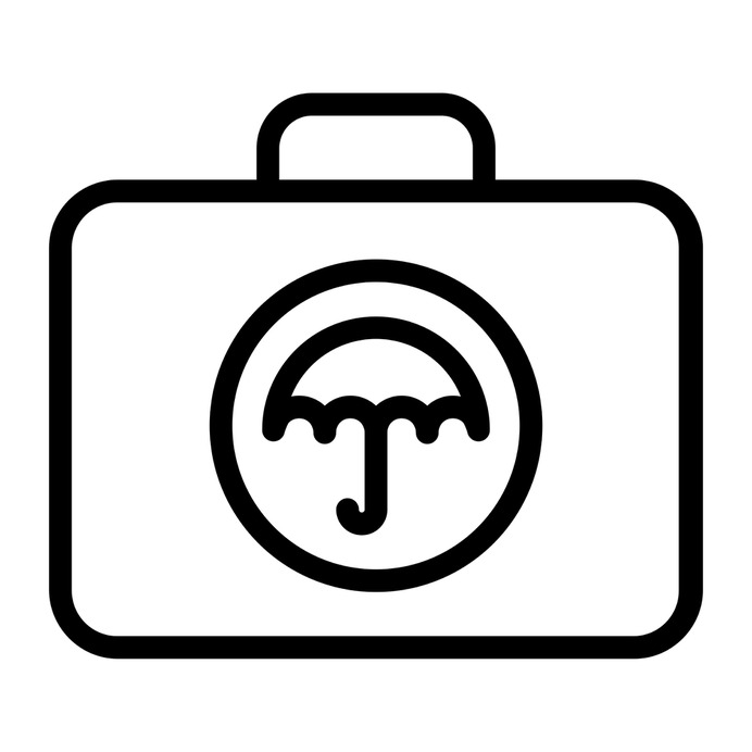 See more icon inspiration related to umbrella, baggage insurance, travel insurance, insurance, luggage, baggage, travelling, security, holidays, suitcase, shield and travel on Flaticon.