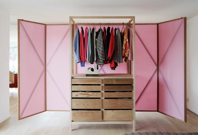 wardrobe partly opened up