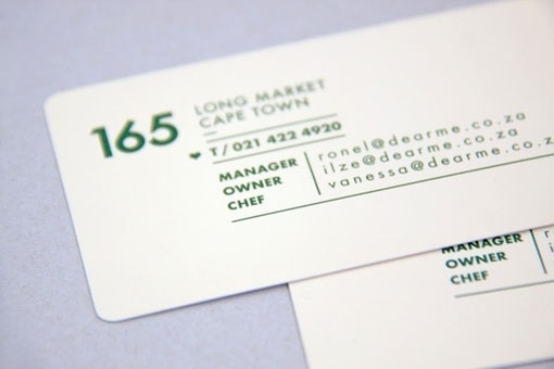 Design Work Life » Daniel Ting Chong: Dear Me Brasserie Identity #dear #business #branding #stationary #card #me #identity #minimal #rules #green
