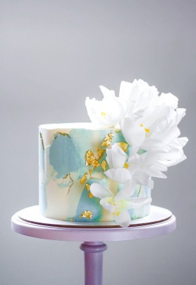 Beautiful white cake, perfect for wedding ceremony.
