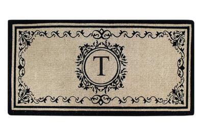 Create your own style with this decorative Border Coco Fiber Door Mat. Durable and beautiful, this mat keeps shoes clean to protect your floors from mud, dirt and grime. It is flexible, robust and durable. This mat provides exceptional brushing action on footwear with excellent water absorption. Specification - Monogrammed Double Doormat with (T-Letter). Product Dimensions - *36" x 72" x 1.5"