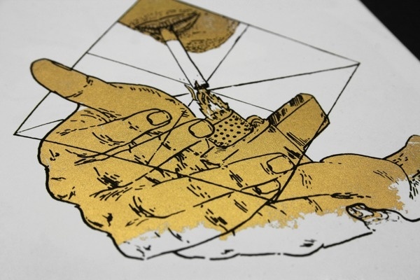 Nem tudo o que reluz xc3xa9 ouro on Behance #heymikel #screenprint #illustration #gold #hands #drawing #detail