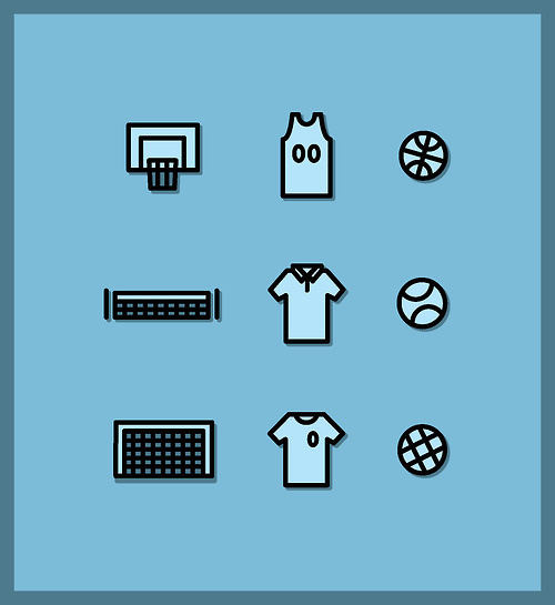 Sporty #tennis #design #icons #soccer #sports #basketball