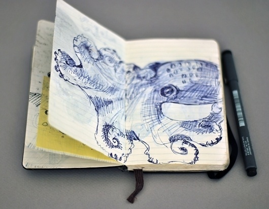 Sketches - Moleskine research - graphicwand #graphicwand #note #book #octopus #moleskine #sketches #drawing