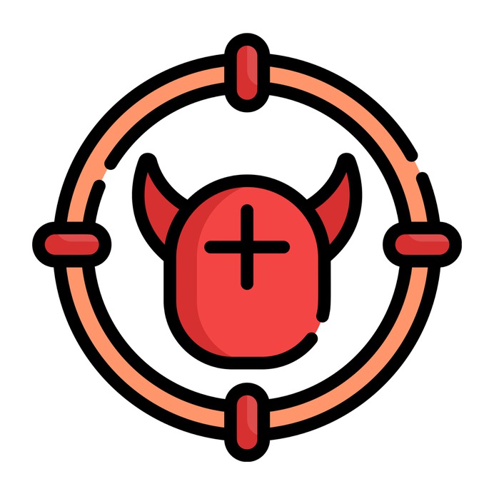 See more icon inspiration related to evil, shoot, enemy, shapes and symbols, targeting, shooting, face, target and signs on Flaticon.