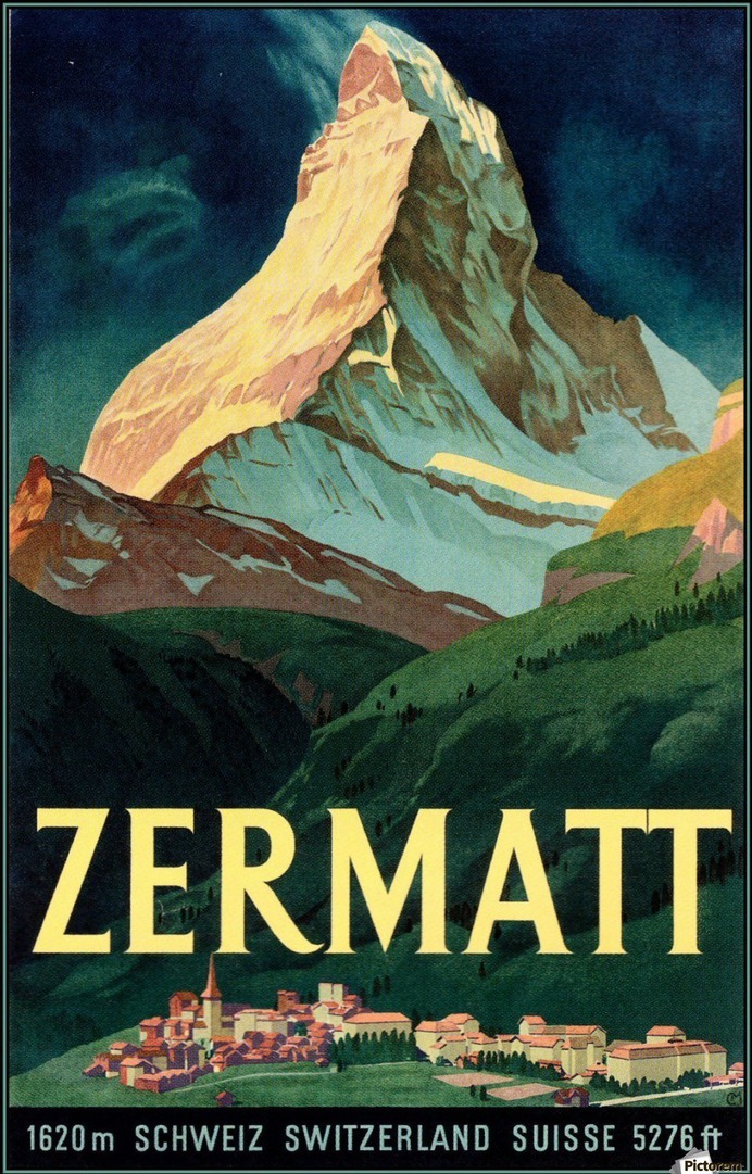 900_Vintage Zermatt Switzerland Travel Poster.jpg (900×1407)