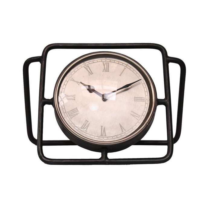 Antique Silver Table Top Clock, 35 cm W x 16 cm D x 22 cm H