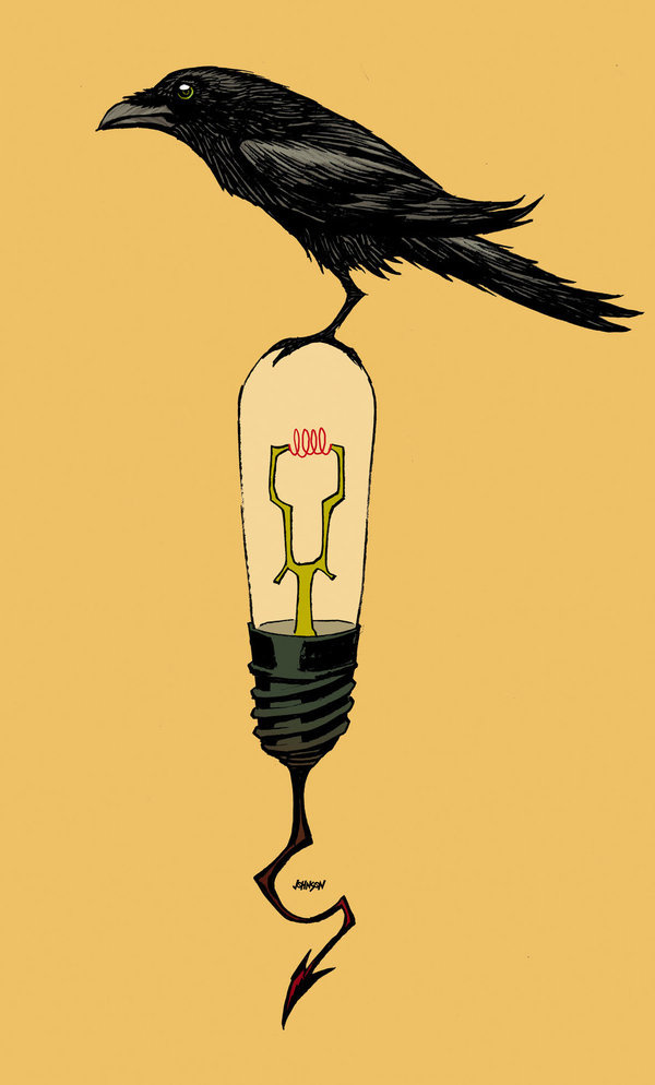 DDSC Raven on bulb, nevermore. by Devilpig on deviantART #devil #raven #lightbulb