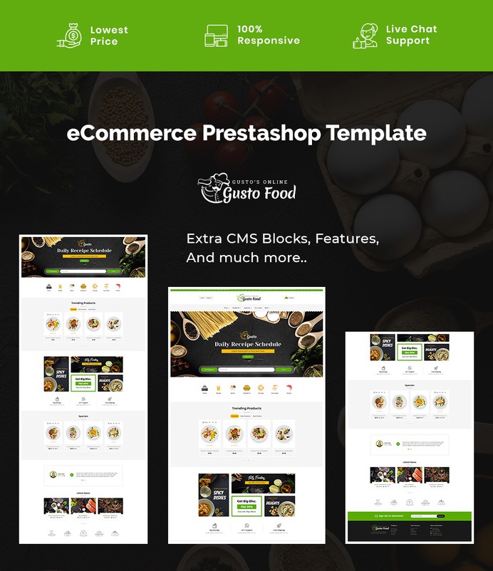 #Gusto #Food - #Restaurant #Dishes &ndash; #Prestashop #Responsive #Theme | #TemplateTrip #eCommerce #Website #Design #Template