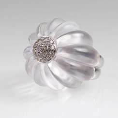 Modern flower cocktail ring with crystal and brilliant-trim