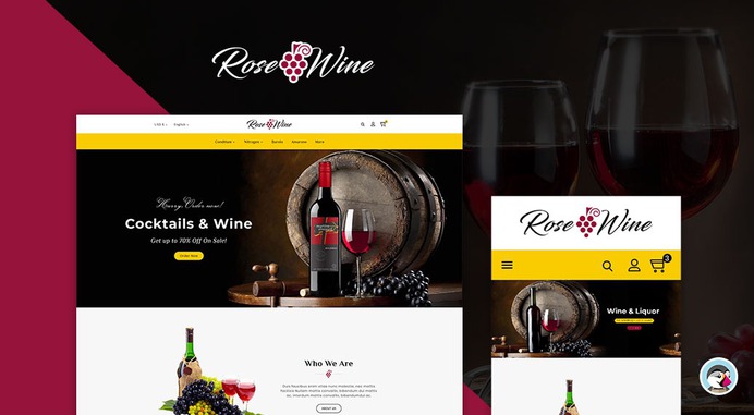 #Rose #Wine & #Drinks Store - #Prestashop #Responsive #Theme #eCommerce #Website #Design #Template