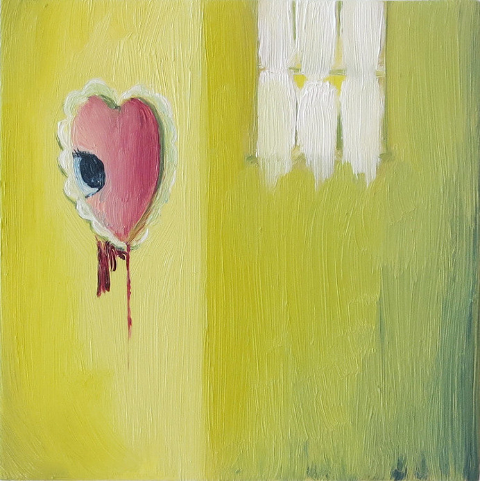 Milky Refreshing Interior , oil on canvas, 4 x 4 inches, 2016Â