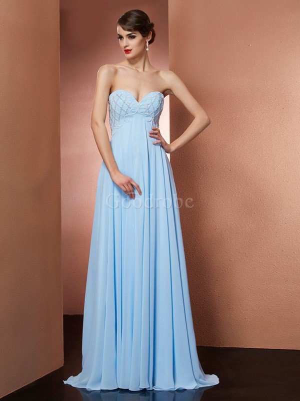 Robe de soirée longueur au ras du sol en chiffon de princesse avec zip de col en cœur