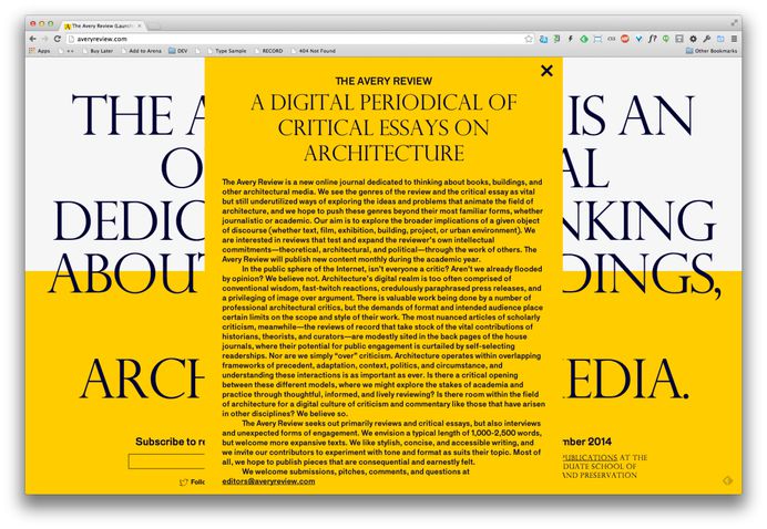My company is working with some good people over at the Office of Publications at Columbia University's GSAPP on a new digital publication. Can't show much except for this temporary page but stay tuned!