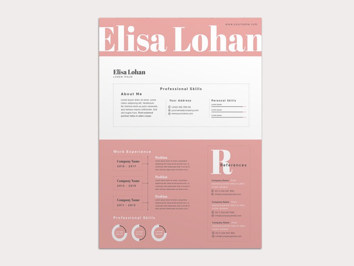 Free Feminine Resume Template with Pink Color Scheme