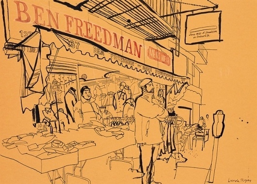 Lucinda Rogers - New York - Ben Freedman, Orchard Street #lucinda #rogers #paint #illustration #drawing