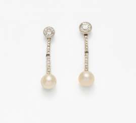 Pearl And Diamond Drop Earrings