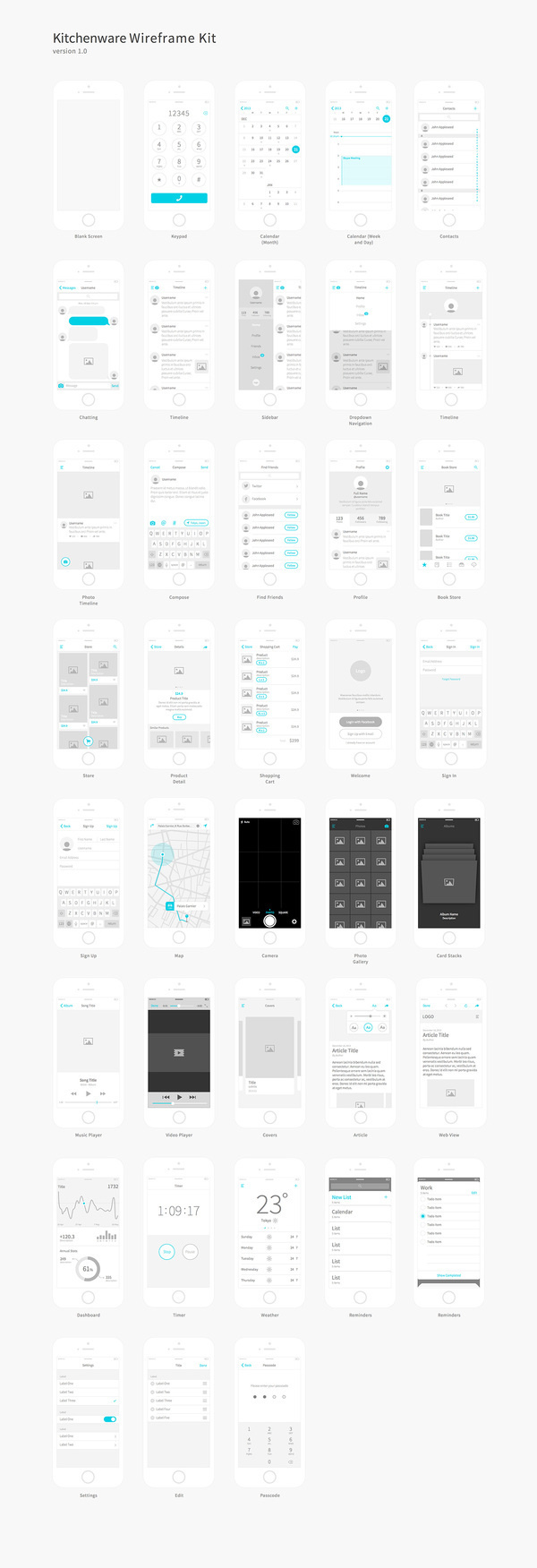 Wireframes idea #114: Wireframe kit full preview #wireframe #kit #ui