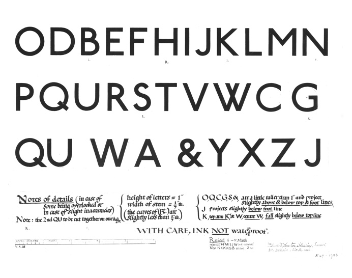 Edward Johnston, Design for an Alphabet, 1916 (V&A)
