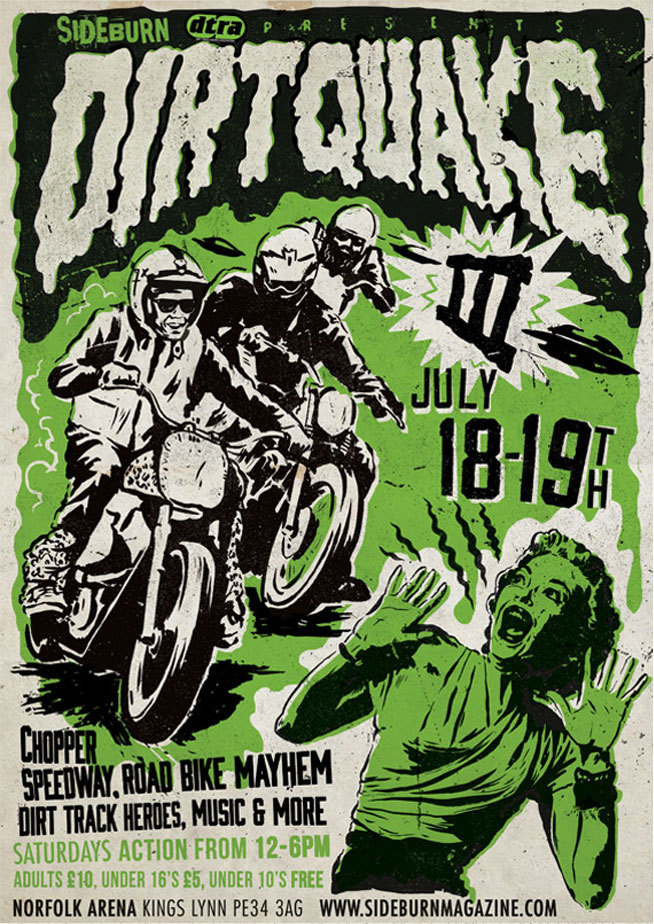 Dirtquake 3 poster for Sideburn magazine #illustration #design #poster #motorcycle