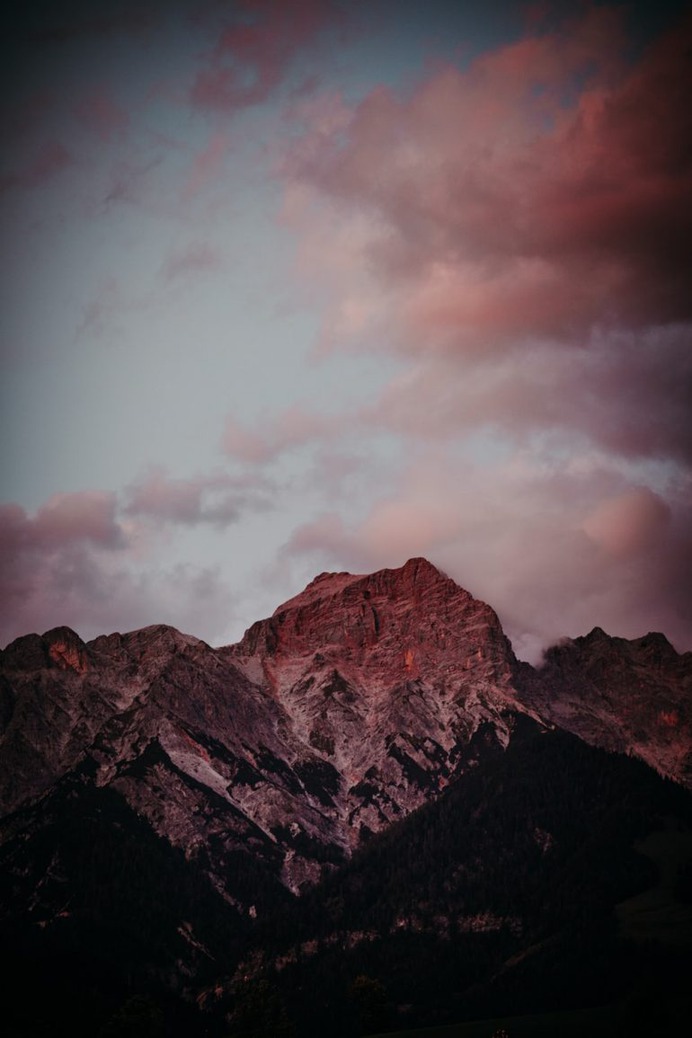 Sundown on mountains in Austria