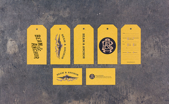 tags, yellow, design, monogram, illustration