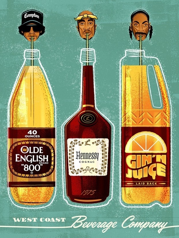 Hip Hop art print #vector #west #easy #snoop #illustration #2pac #poster #hop #hip #coast