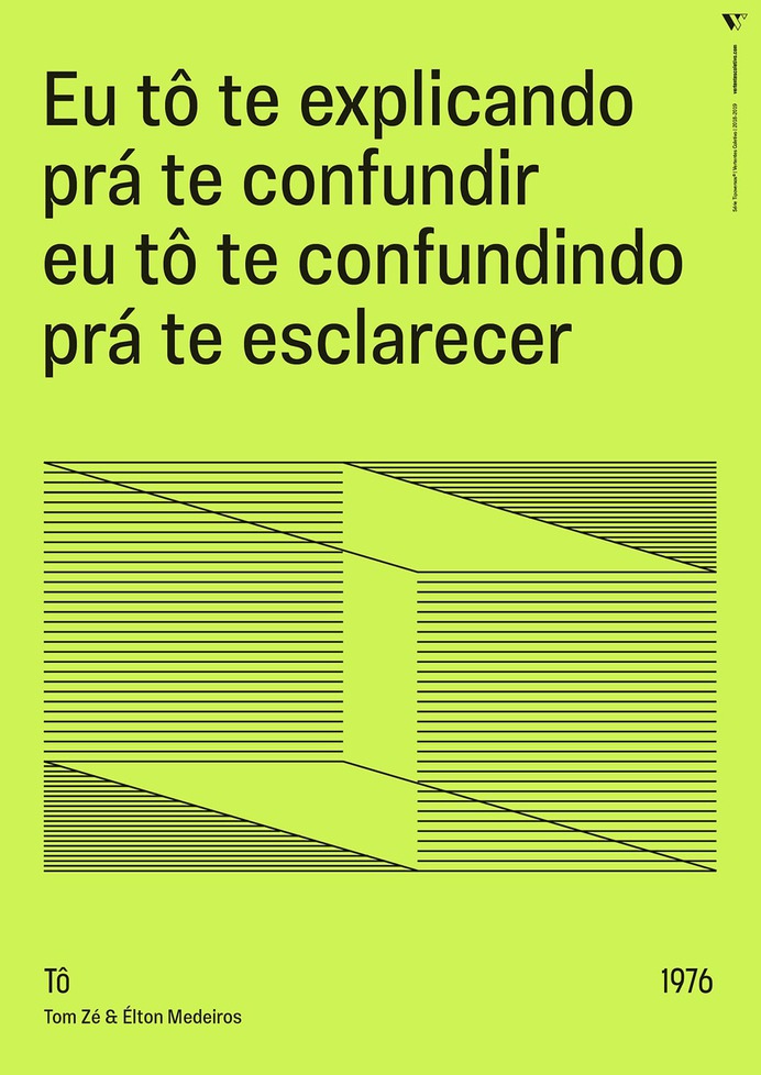 Tipoversos Identity - Mindsparkle Mag Lyrics are the visual and textual manifestation of a song and inspire Tipoversos, a series of 15 posters about brazilian music with lyrics that bring reflection, protest and a certain dose of hope. This beautiful project was designed by Johnny Brito. #logo #packaging #identity #branding #design #color #photography #graphic #design #gallery #blog #project #mindsparkle #mag #beautiful #portfolio #designer