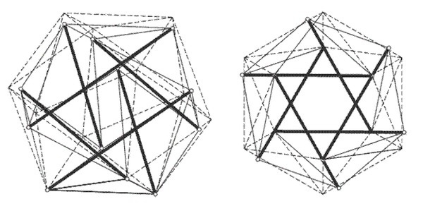 Comparison_of_icosahedron_tensegrity_and_polyhedron_by_Tibert.gif #bucky #fuller #buckminster #tensgetrity