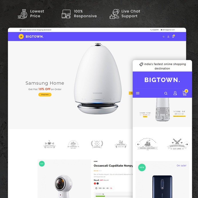 #Bigtown #Electronics - #MultiPurpose Store - #Prestashop #Responsive #Theme | #TemplateTrip #eCommerce #Website #Design #Template