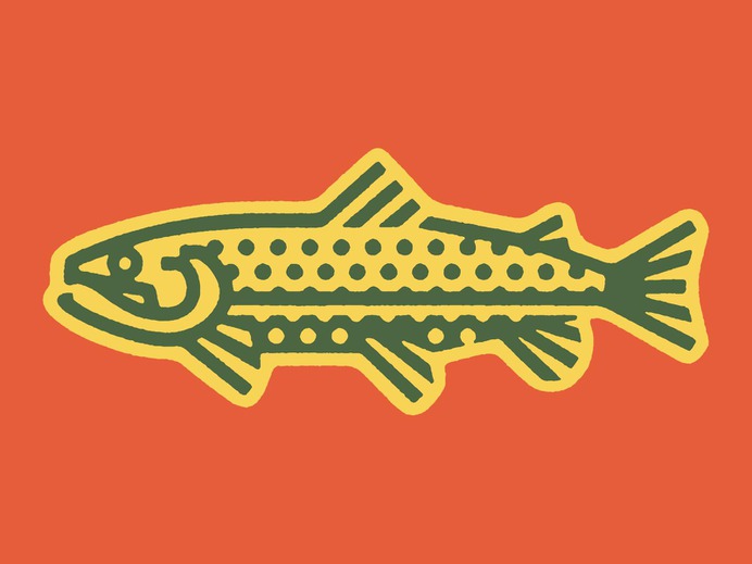 Trout — Improved & Colorized symbol illustration icon zoo wild animal wild outdoors conservation streem creek nature fish bold fishing trout thick lines