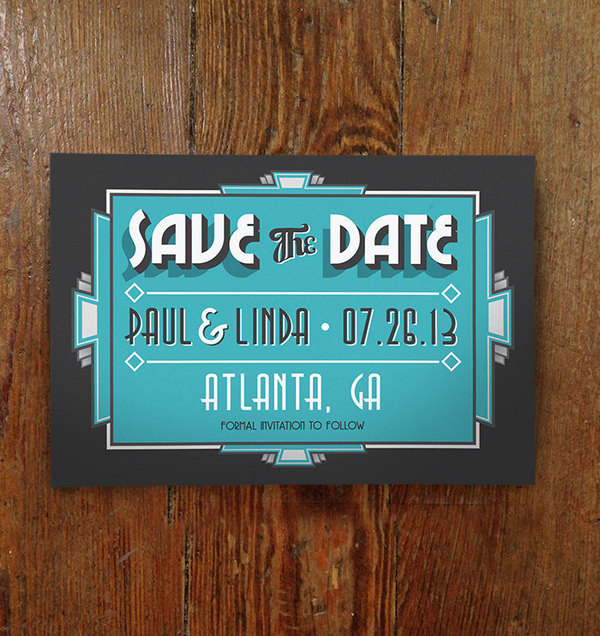 Printable Art Deco Save The Date by PartyTimeInd on Etsy #invitation #art deco #wedding