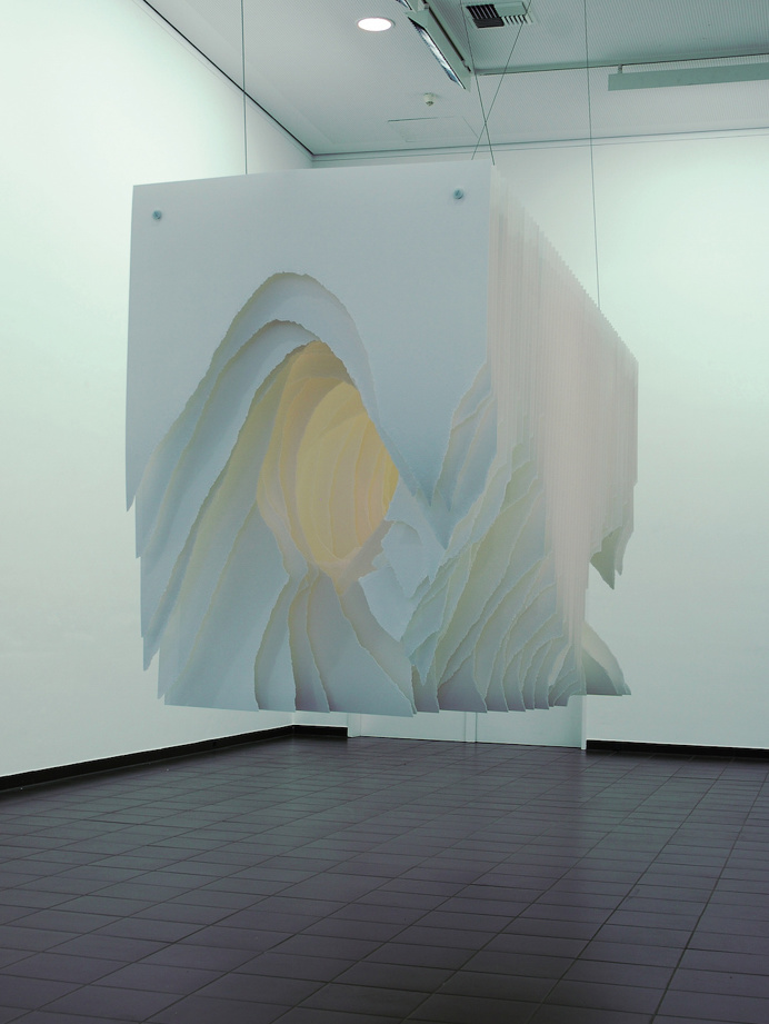 paper, sculpture, installation, cut, tunnel, cave