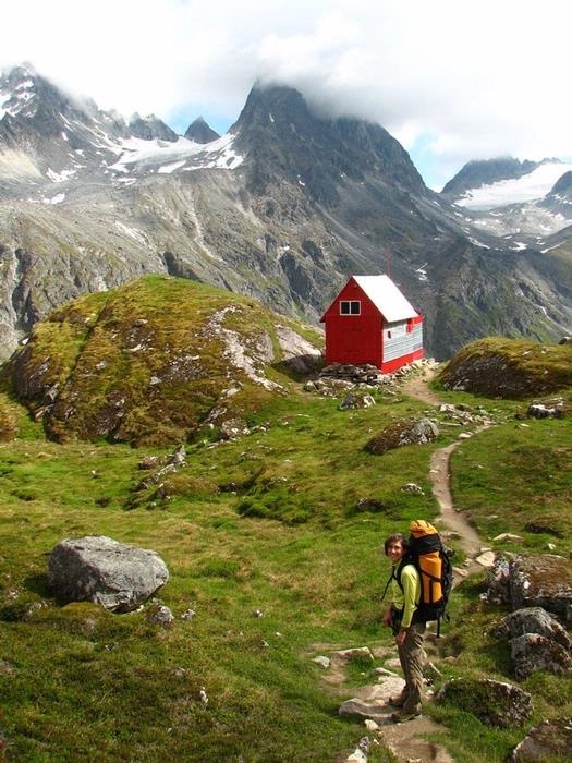 Becky Wang hikes from the Mint Hut.