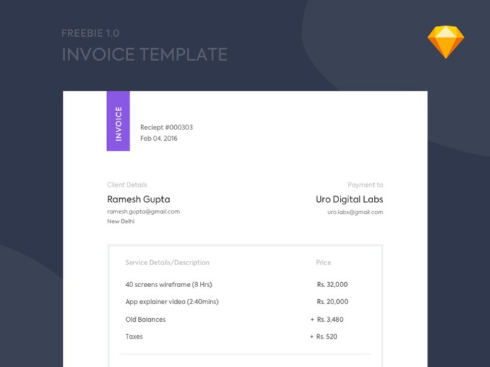 7 Free Invoice Templates inf Sketch File Format - Smashfreakz