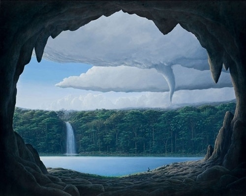 Tomás Sánchez - BOOOOOOOM! - CREATE * INSPIRE * COMMUNITY * ART * DESIGN * MUSIC * FILM * PHOTO * PROJECTS #tornado #cave #lagoon #paradise #landscape #illustration #painting #waterfall
