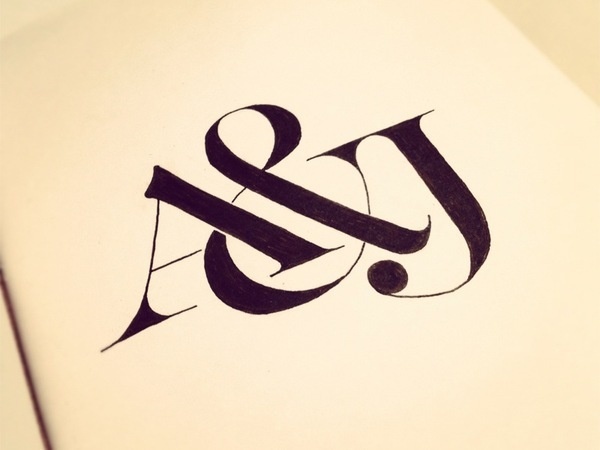 aj #monogram #aj #lettering #hand