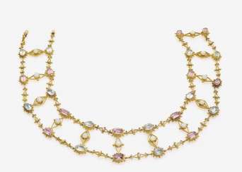 COLLIER DE CHIEN WITH TOPAZES, AQUAMARINES, BERYLLEN AND CRYSTAL OPALS