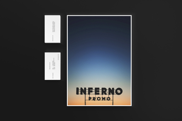 Inferno Identity on Behance #lettering #branding #sky #sign #mockup #stationery #color #card #black #identity #sunrise #gradient #shadow #hotel #logo #personal #typography