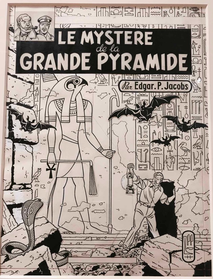 Le mystère de la grande Pyramide, album originally published in 1956, with trade dress alterations done for the 1969 edition, original art by Edgar P. Jacobs 