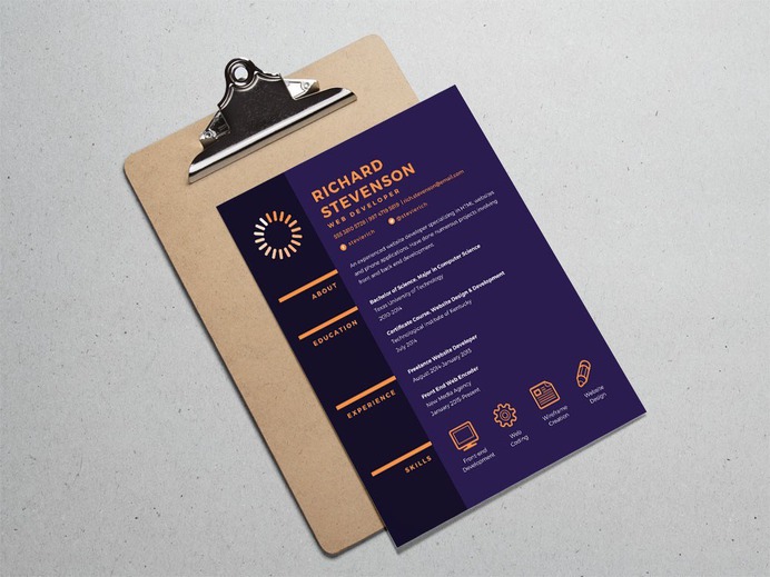 Free Purple Resume Template for Web Designer
